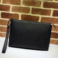 Gucci Grained Leather GG Pouch 322054 Black 2020