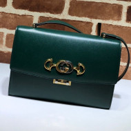 Gucci Zumi Smooth Leather Small Shoulder Bag 576388 Green 2019