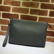Gucci Grained Leather GG Pouch 322054 Grey 2020