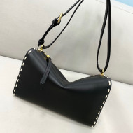 Fendi Triangle Mini Bag in Stitching Leather Black 2021 8388 