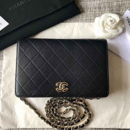 Chanel Wallet on Chain WOC Bag in Black Calfskin with Resin CC 2018