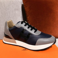Hermes Avantage Leather Sneakers Black/Grey 2021 02 (For Women and Men)
