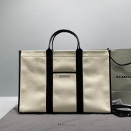 Balenciaga Hardware Large Tote Bag in White Cotton Canvas 2021