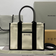 Balenciaga Hardware Small Tote Bag in White Cotton Canvas 2021