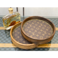 Louis Vuitton Wood and Monogram Canvas Round Tray 2021