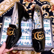 Gucci Patent Leather Mid-heel Pump with Double G Black 2019