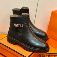 Hermes Calfskin Kelly Ankle Boot Black 2021 Top Quality (Pure Handmade)
