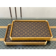 Louis Vuitton Wood and Monogram Canvas Rectangle Tray 2021