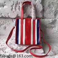 Balenciaga Bazar Striped Shopper Mini Shopping Bag Red 2021