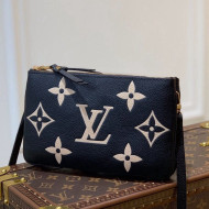 Louis Vuitton Double Zip Pochette Chain Pouch/Mini Bag in Gaint Monogram Leather M80787 Black 2021