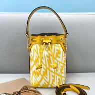 Fendi Mon Tresor Mini Bucket Bag in FF Vertigo Glazed Canvas Yellow 2021