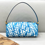 Fendi FF Vertigo Canvas Rolling Mini Shoulder Bag Light Blue 2021 8377