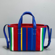 Balenciaga Barbes Small East-West Shopper Bag in Striped Lambskin Multicolor 2021