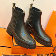 Hermes Calfskin Ankle Boot Black 02 2021 Top Quality (Pure Handmade)