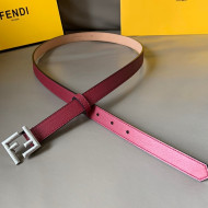 Fendi Women's Calfskin Belt 20mm with FF Buckle Burgundy/Silver 2021
