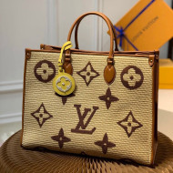 Louis Vuitton OnTheGo GM Tote Bag in Monogram Raffia M57644 Tan Brown 2021