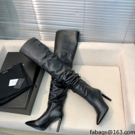 Saint Laurent Jane Over-the-knee Boots in Calfskin Leather Black 2021