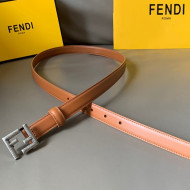Fendi Women's Calfskin Belt 20mm with FF Buckle Brown/Silver 2021