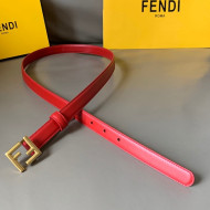 Fendi Women's Calfskin Belt 20mm with FF Buckle Red/Gold 2021