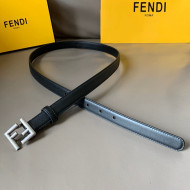 Fendi Women's Calfskin Belt 20mm with FF Buckle Black/Silver 2021
