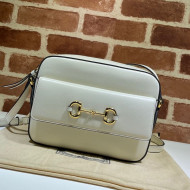 Gucci Horsebit 1955 GG Leather Small Shoulder Bag 645454 White 2020