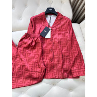 Fendi Silk Shirt and Pants Suit Red 2022 02