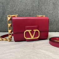 Valentino Stud Sign Grainy Calfskin Shoulder Bag 0777 Red/Gold 2021