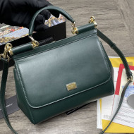 Dolce&Gabbana Classic Large Sicily Smooth Leather Top Handle Bag 5514 Dark Green 2021