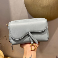 Dior Calfskin Double Sandle Pouch Storm Grey 2021