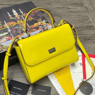 Dolce&Gabbana DG Sicily Patent Calfskin Top Handle Bag 6348 Yellow 2021