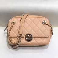 Chanel Grained Calfskin Round CC Metal Camera Bag AS6066 Apricot 2019