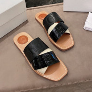 Chloe Leather Strap Flat Slide Sandals Black 2021