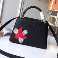 Louis Vuitton Capucines Bag BB with Floral Details Black 2018