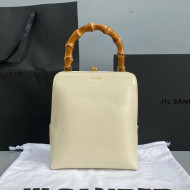 Jil Sander Calfskin Bamboo Top Handle Bag White 2021 7145