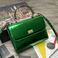 Dolce&Gabbana DG Sicily Patent Calfskin Top Handle Bag 6348 Green 2021
