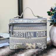Dior DiorTravel Medium Vanity Case Bag in Grey Toile de Jouy Embroidery 2020