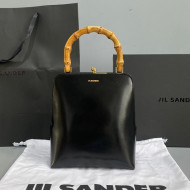 Jil Sander Calfskin Bamboo Top Handle Bag Black 2021 7145