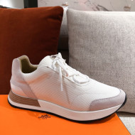 Hermes Patchwork Fabric Sneakers White 2021 10 (For Women and Men)