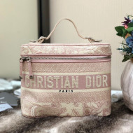 Dior DiorTravel Medium Vanity Case Bag in Pink Toile de Jouy Embroidery 2020