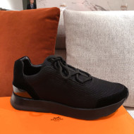 Hermes Patchwork Fabric Sneakers Black 2021 11 (For Women and Men)
