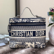 Dior DiorTravel Medium Vanity Case Bag in Blue Toile de Jouy Embroidery 2020