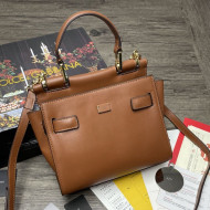 Dolce&Gabbana DG Sicily Soft Small Calfskin Top Handle Bag 6347 Brown 2021