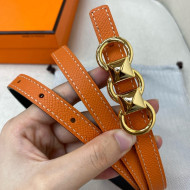 Hermes Mini Constance Reversible Leather Belt 13mm Orange 2021