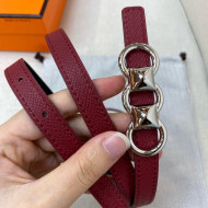 Hermes Mini Constance Reversible Leather Belt 13mm Burgundy 2021