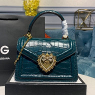 Dolce&Gabbana DG Small Devotion Top Handle Bag in Crocodile Calfskin 6323 Green 2021