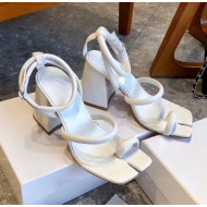 Maison Margiela Tabi Logo Embossed Leather Sandals White 2020