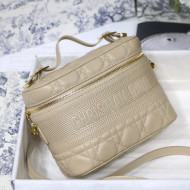Dior DiorTravel Small Vanity Case Bag in Beige Cannage Lambskin 2020