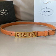 Prada Smooth Calfskin Belt with PRADA Buckle Brown 2021