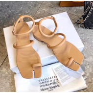 Maison Margiela Tabi Logo Embossed Leather Sandals With 2cm CylindriHcal Heel Nude 2020