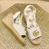 Gucci GG Lambskin Wedge Sandals 10cm White 2021 01